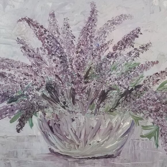 Vintage Painting of Purple and Lavender Flowers in a Frame - Picture 3 of 9